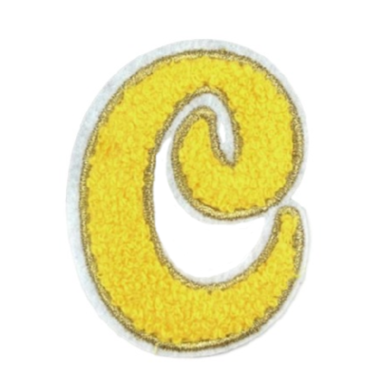 Cute Yellow Chenille 'Letter C' Embroidered Patch
