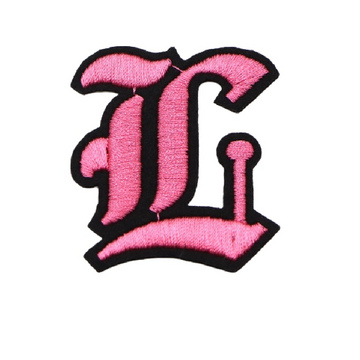 Gothic Font 'Letter L | Pink' Embroidered Patch