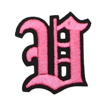 Gothic Font 'Letter V | Pink' Embroidered Patch