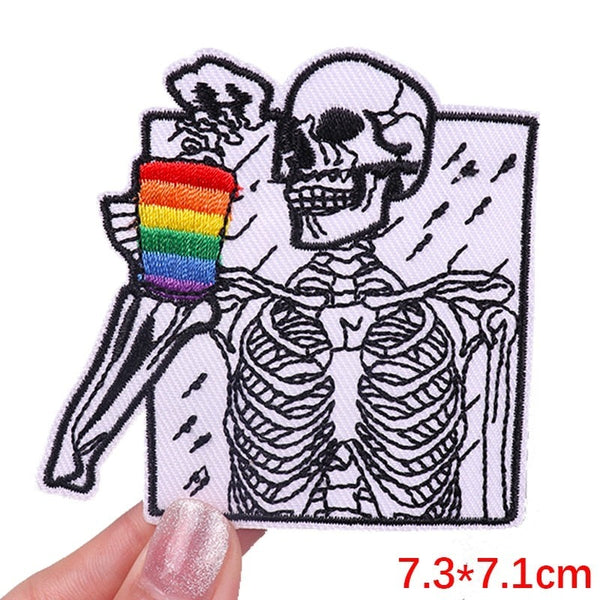 Skull 'Skeleton | Drinking Coffee' Embroidered Patch