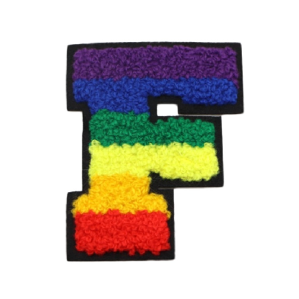 Rainbow Chenille 'Letter F' Embroidered Patch