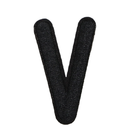 Letter V 'Black' Embroidered Patch