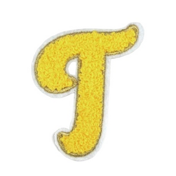 Cute Yellow Chenille 'Letter T' Embroidered Patch