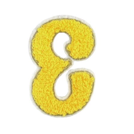 Cute Yellow Chenille 'Letter E' Embroidered Patch