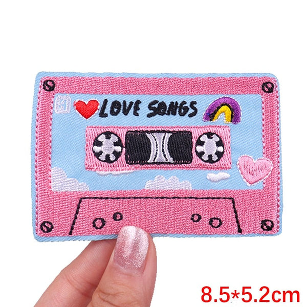 Cassette Tape 'Love Songs' Embroidered Patch