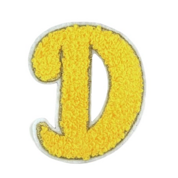 Cute Yellow Chenille 'Letter D' Embroidered Patch
