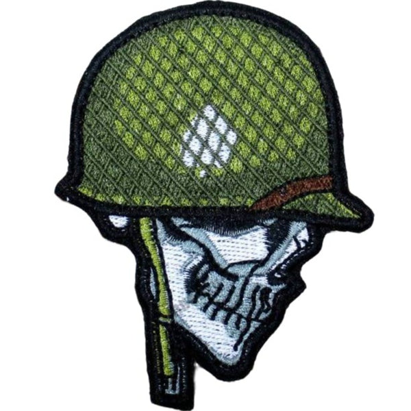 Skull Warrior 'Soldier Helmet' Embroidered Velcro Patch