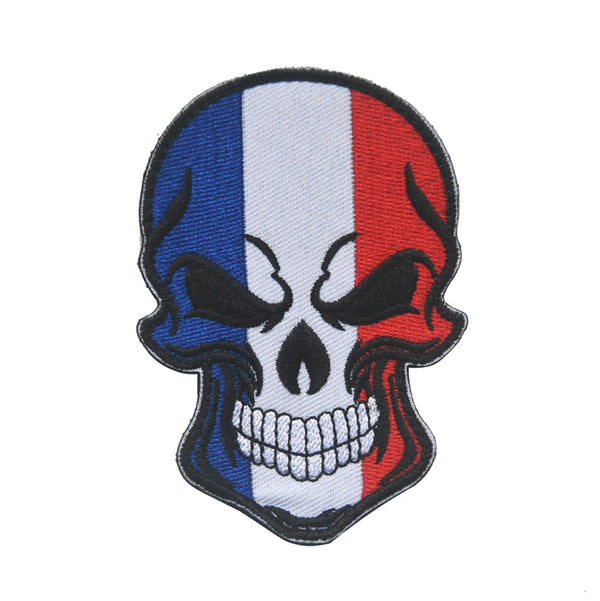 France Skull Flag Embroidered Velcro Patch