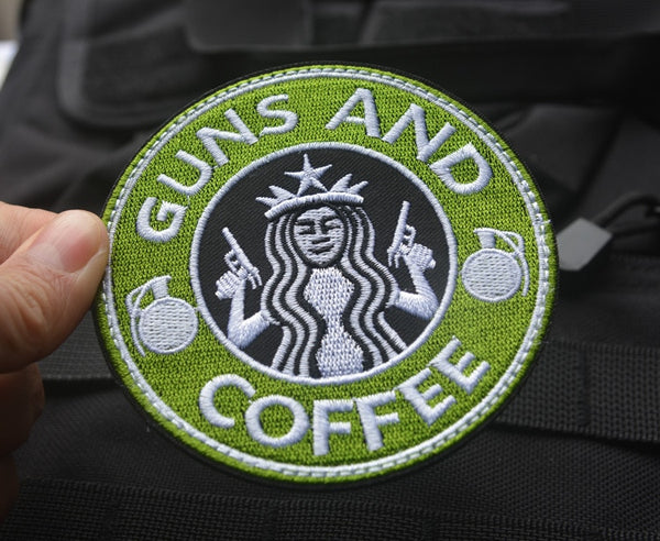 'Guns and Coffee | Grenade' Embroidered Velcro Patch