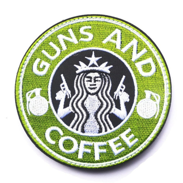'Guns and Coffee | Grenade' Embroidered Velcro Patch