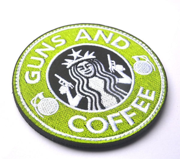 'Guns and Coffee | Grenade' Embroidered Velcro Patch