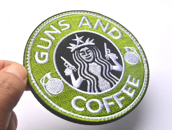 'Guns and Coffee | Grenade' Embroidered Velcro Patch