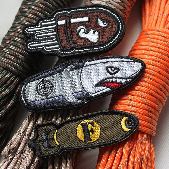 Angry Bullet Shark Embroidered Velcro Patch