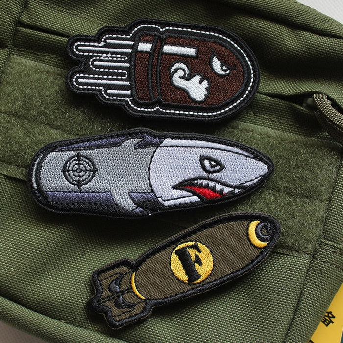 Cute Missile 'F' Embroidered Velcro Patch