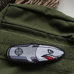 Angry Bullet Shark Embroidered Velcro Patch