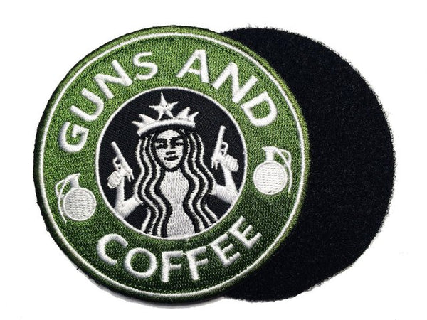 'Guns and Coffee | Grenade' Embroidered Velcro Patch