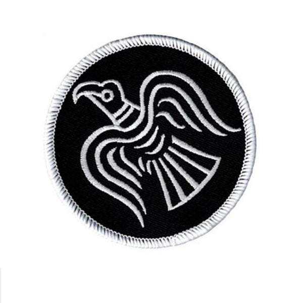 Viking 'Odin's Raven | White' Embroidered Velcro Patch