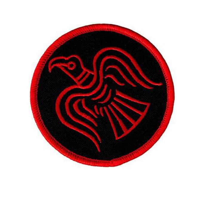 Viking 'Odin's Raven | Red' Embroidered Velcro Patch