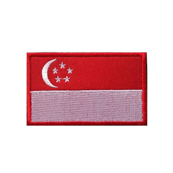 Singapore Flag Embroidered Velcro Patch