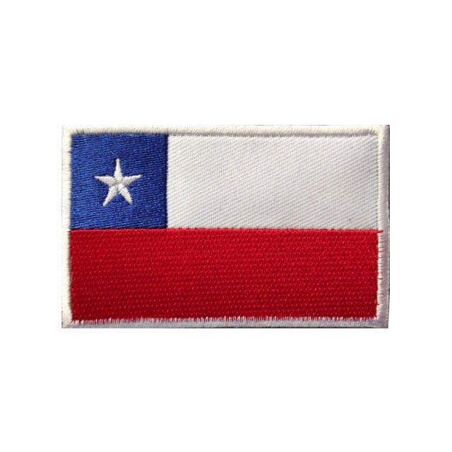 Chile Flag Embroidered Velcro Patch