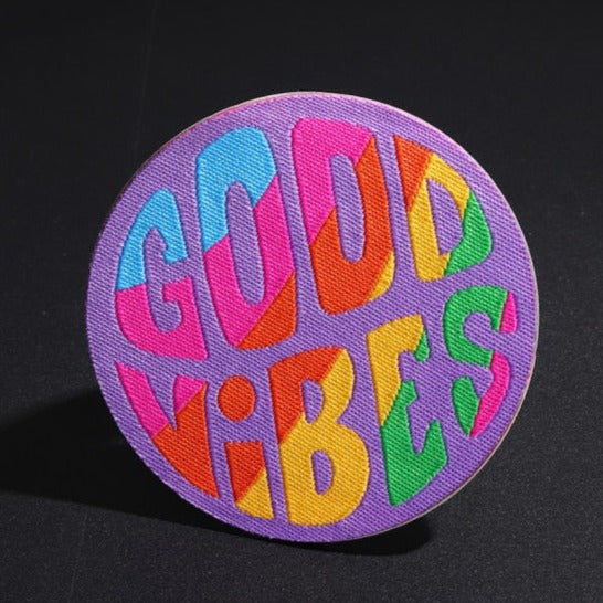 Cute 'Good Vibes' Embroidered Patch