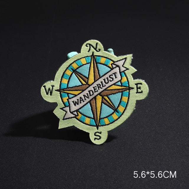 Cute 'Compass | Wanderlust' Embroidered Patch