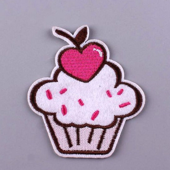 Cute 'Cherry Cupcake' Embroidered Patch