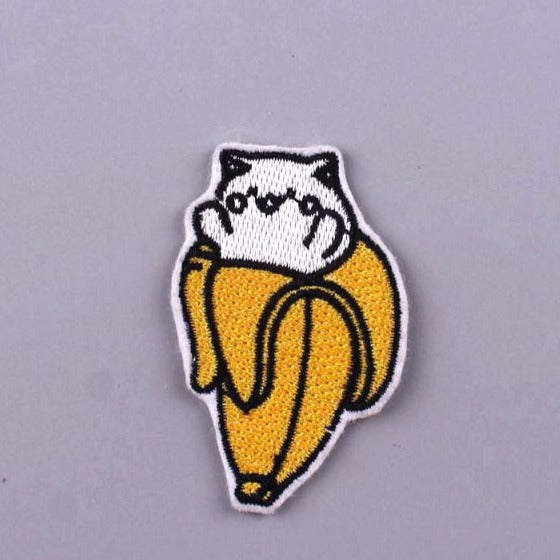 Cute 'Banana x Happy Cat' Embroidered Patch