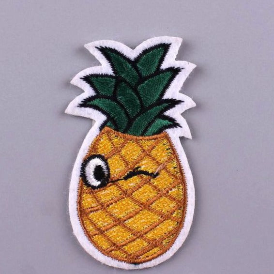 Cute 'Winking Pineapple' Embroidered Patch