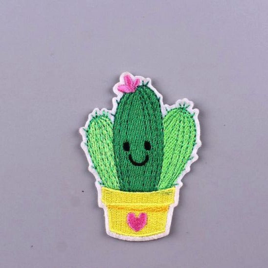 Cute 'Smiling | Cactus' Embroidered Patch