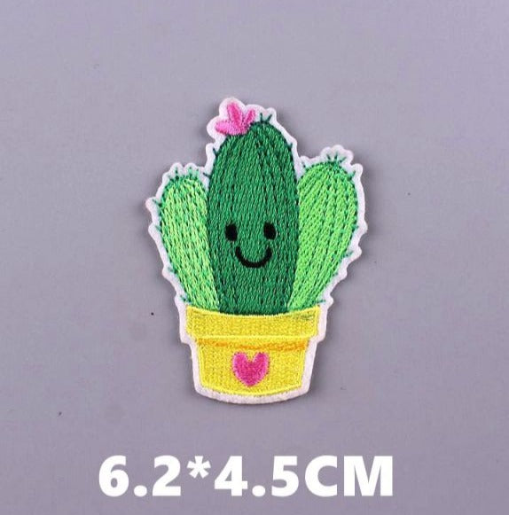 Cute 'Smiling | Cactus' Embroidered Patch