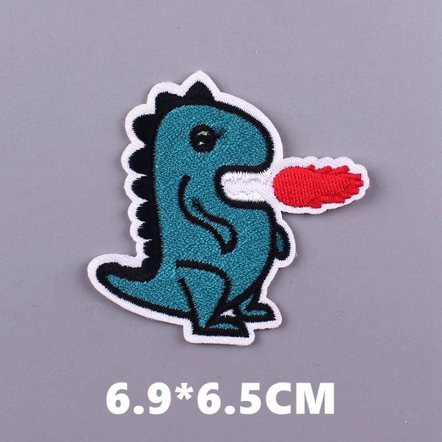 Cute 'Green Dinosaur | Breathing Fire' Embroidered Patch
