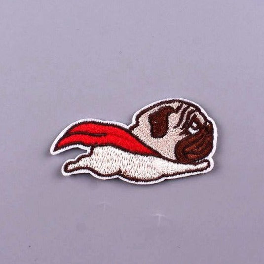 Cute 'Flying Pug | Wearing Cape' Embroidered Patch