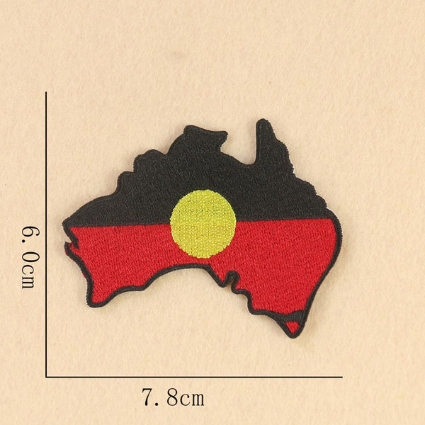 Australian Map Aboriginal Flag Embroidered Patch