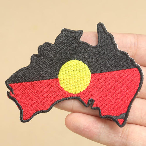 Australian Map Aboriginal Flag Embroidered Patch