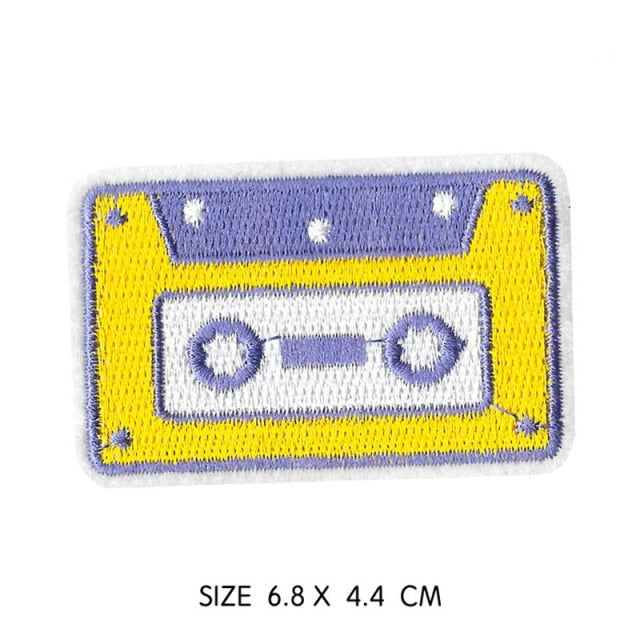Yellow Cassette Tape Embroidered Patch