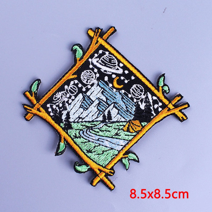 Framed Artwork 'Camping Under Outer Space' Embroidered Patch