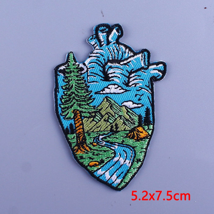 Anatomical Human Heart 'Camping' Embroidered Patch