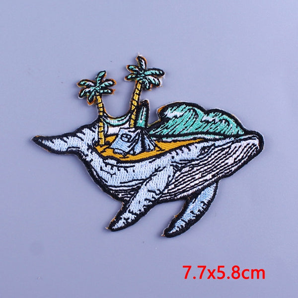 Humpback Whale 'Island Camping' Embroidered Patch