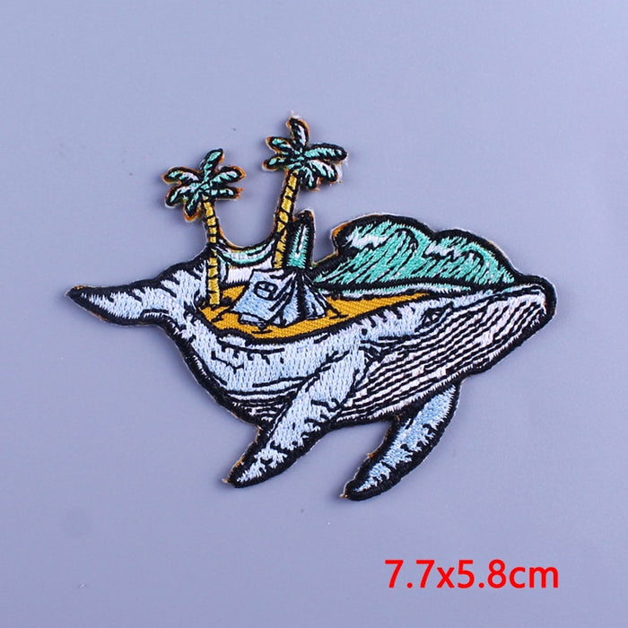 Humpback Whale 'Island Camping' Embroidered Patch