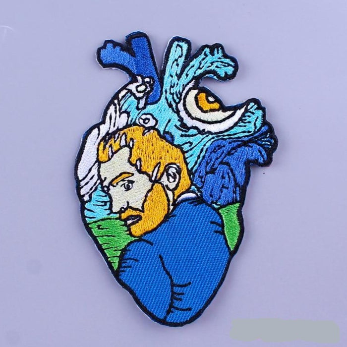 Anatomical Human Heart 'Van Gogh Portrait' Embroidered Patch