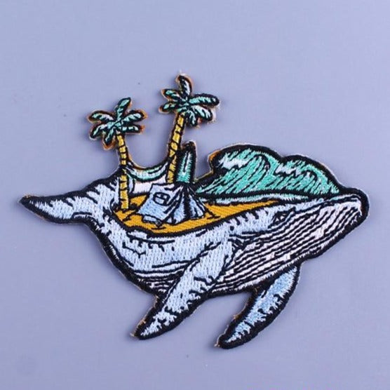 Humpback Whale 'Island Camping' Embroidered Patch