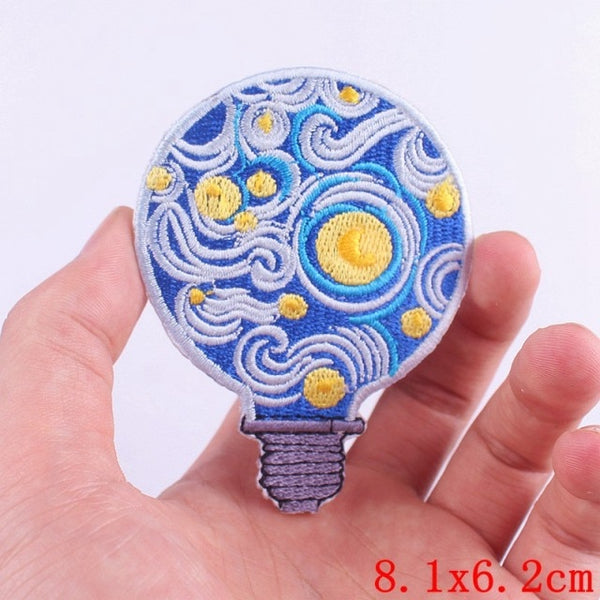 Van Gogh 'Starry Night | Light Bulb' Embroidered Patch