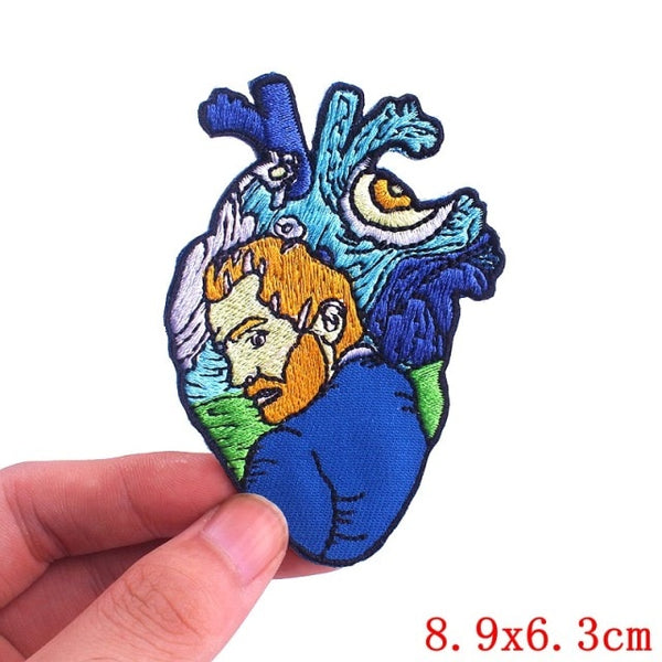 Anatomical Human Heart 'Van Gogh Portrait' Embroidered Patch