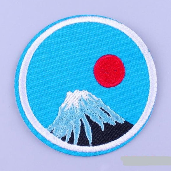 Mount Fuji and The Red Rising Sun Embroidered Patch