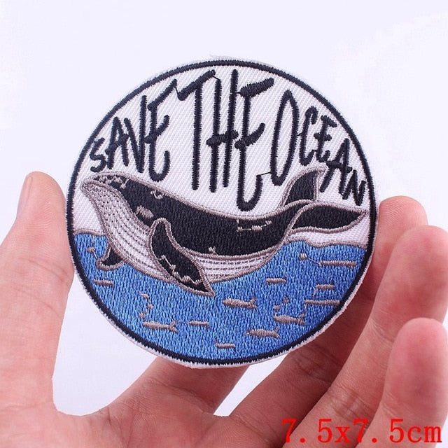 Humpback Whale 'Save The Ocean' Embroidered Patch