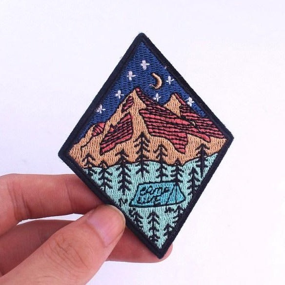 Travel 'Night Mountain View' Embroidered Patch