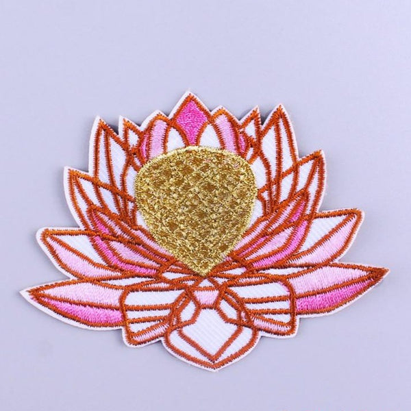 Pink Water Lily Embroidered Patch