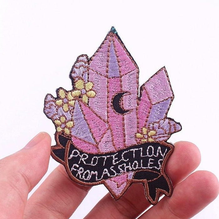 Cute 'Protection From A**holes | Crystal' Embroidered Patch