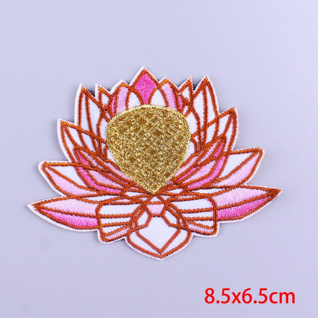 Pink Water Lily Embroidered Patch